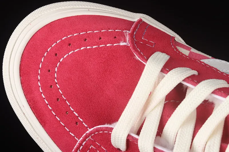 All categories Vans Vans series Vans Hi Vans high-top plus velvet Vans Sk8-Hi Anaheim pink and white checkerboard high-top casual sneakers VN0A38GF2U9